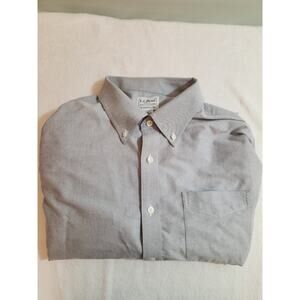 L.L. Bean Shirt Mens XL 18 37 Gray Long Sleeve Preppy 100% Cotton Traditional